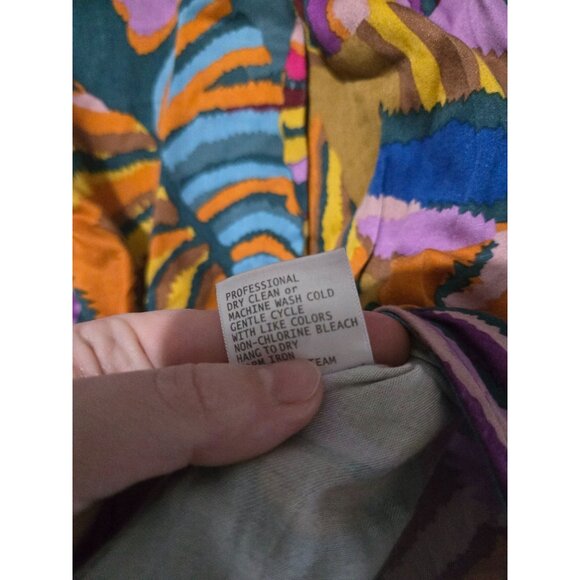 Haute Hippie Multicolor Abstract Print Long Sleeve Blouse Size Medium Retro Art - Picture 11 of 12